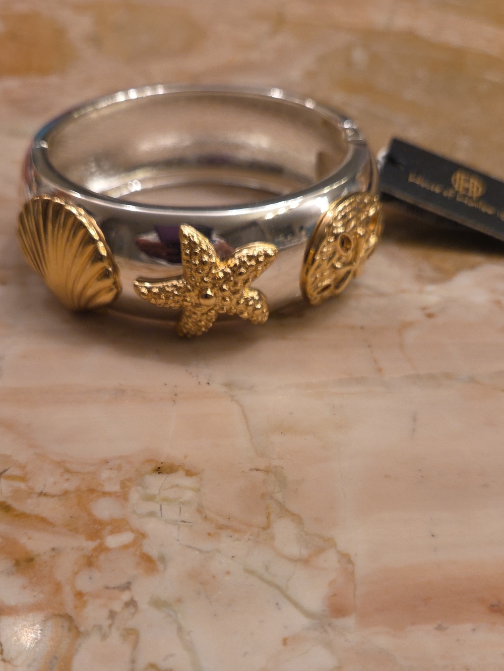 House of Harlow 1960 Silver Bracelet with Gold Seashell Charms